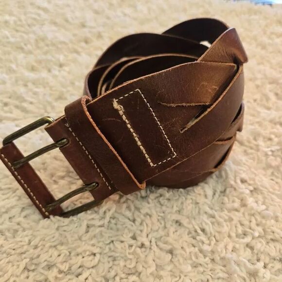 Banana Republic Accessories - Banana Republic Dark Brown Braided Leather Belt Small